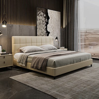 喜临门 床 真皮床 现代简约主卧婚床家具头层牛皮双人大床 卢卡斯L米灰色+飞跃2.0X床垫 180*200cm
