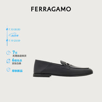 菲拉格慕(Ferragamo)男士黑色Gancini扣饰莫卡辛鞋 0774150_3E _ 80/42码