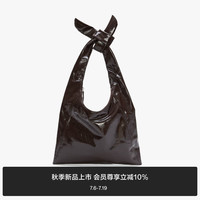 MO&Co.2024秋镜面肌理亮皮牛皮革三角手拎包单肩包MBD3HBG006 巧克力色 小包