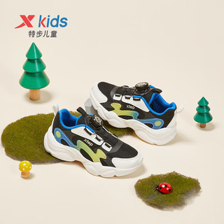 特步（XTEP）儿童童鞋中性小童旋转扣运动休闲鞋 黑/帆白/