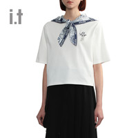 it MUSIUM DIV.女装短袖T恤2024夏季时髦艺术感叠层装饰00484