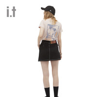 it MUSIUM DIV.女装短袖T恤春夏潮流摇滚图案印花20773X