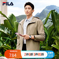 FILA 斐乐黄景瑜同款男装梭织外套2024夏简约商务休闲上衣男 灰褐色-GY 170/92A/M