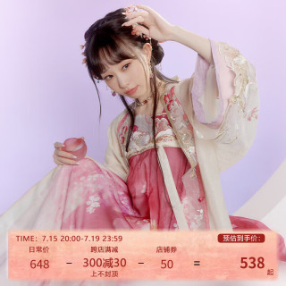 十三余小豆蔻儿刺绣长衫吊带裙汉元素连衣裙套装日常女夏 长衫  XS