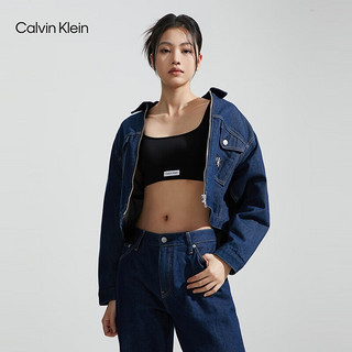 Calvin Klein内衣女士简约布标ck无钢圈轻运动舒适薄垫背心式文胸QP3127O UB1-太空黑 L