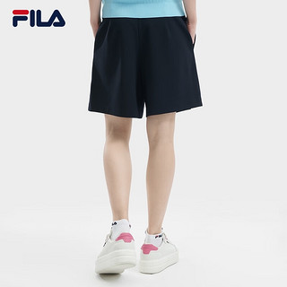 FILA 斐乐女士针织五分裤2024夏季时尚休闲简约基础短裤 传奇蓝-NV 160/62A/S