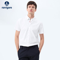 Navigare 意大利小帆船短袖衬衫男夏装免烫新疆棉商务休闲纯色衬衣1323502021 漂白