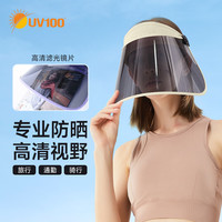 UV100防晒帽女春夏防紫外线遮脸户外骑行出游遮阳帽防风护目镜22429 胚芽米-遮蔽率99.90% F