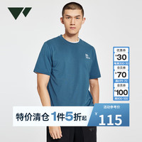 七匹狼短袖T恤男士夏季宽松圆领印花凉感亲肤弹力休闲户外易打理上衣 185/104A/XXL 110(海蓝)