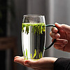 一朵棠 耐高温绿茶杯透明玻璃带把手泡茶杯办公室水杯单人家用喝茶杯