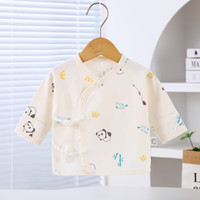 婧麒(JOYNCLEON)新生婴儿半背衣夏季薄款纯棉上衣0一3月初生宝宝夏装衣服睡衣 米色熊猫 59