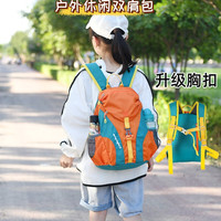 惠兰蔻户外旅行双肩包女登山包儿童春游小背包轻便多功能运动包 桔色15L(升级胸扣款)