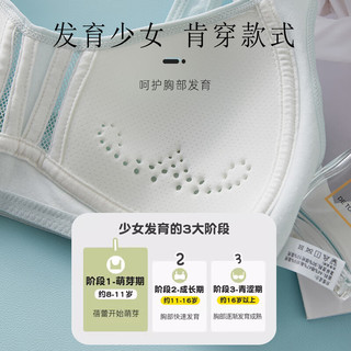 伊棠朵高中生青春发育期固定杯少女内衣初中纯棉背心16岁青少年文胸 白色+白色 85A 【115-135斤】