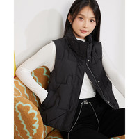IEF/爱依服马夹韩版时尚简约百搭款可立领保暖马夹女 黑 S