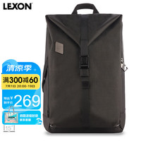 乐上(LEXON)运动背包休闲15.6英寸笔记本电脑包书包男户外旅行包双肩背包黑色