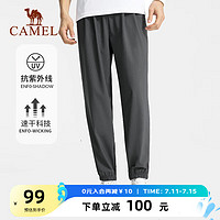 骆驼 CAMEL冰丝防晒运动裤男2024春夏卫裤薄款零感防晒UPF50+冰感速干长裤 C1S266670-1，墨灰色，男 （束脚） 3XL C1S266670-1，墨灰色，男（束脚） XXXL