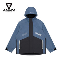 AAPE+运动男装春夏字母印花徽章户外拼接潮流连帽风衣7490XXH