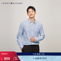TOMMY HILFIGER【纯色/条纹】24秋冬男纯棉商务休闲长袖衬衫JA910/J9583 【条纹绣标衬衫】-蓝白条纹7I3 XXL （：180-200斤）
