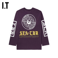IT WIND AND SEA男装长袖T恤潮酷复古字母图案印花上衣242205