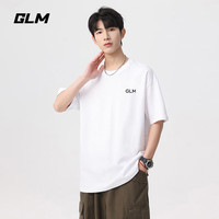 GLM短袖t恤男2024夏季美式潮牌印花体恤衫青少年宽松半袖上衣男装 本白 L(175/96A)130-160斤