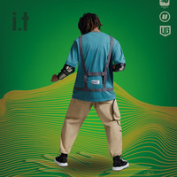 it UNDERGARDEN男装短袖T恤春夏潮流假两件口袋拼接00084