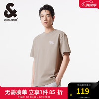 杰克·琼斯(JACK&JONES)春夏新款男士胸前刺绣图案装饰休闲短袖T恤男装224201053 F15酒红色 165/88A/XS