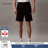 Calvin Klein Jeans夏季男士字母叠印ck松紧腰纯棉休闲运动针织短裤J324250 BEH-太空黑 M