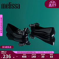 Melissa（梅丽莎）蝴蝶结圆头平底时尚简约休闲通勤女士单鞋子33633 黑色/银色 9 （40码）