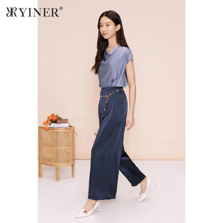 YINER音儿女装夏季优雅通勤无袖流光衬衫设计感上衣 石灰蓝 42