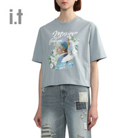 it MUSIUM DIV.女装短袖T恤2024夏季文艺质感油画图案00475XM