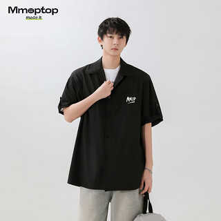 MMOPTOP短袖衬衫男士夏季潮牌字母印花宽松休闲外套MMCS01黑色3XL 3XL（170-185斤）