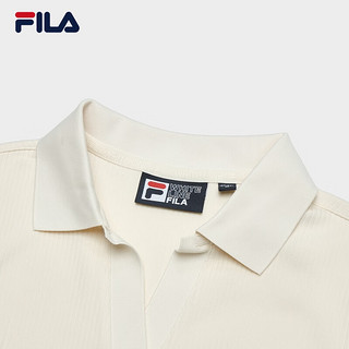 FILA 斐乐女子针织连衣裙2024夏时尚修身POLO领短袖裙子 茭白-IV 185/104A/XXXXL