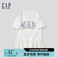 GAP女童夏季新款花卉logo荷叶边T恤儿童装上衣465954