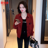丽依歆薄款短外套女2024春装今年流行时尚小个子洋气质百搭女装上衣 红色 XL (110-125斤）