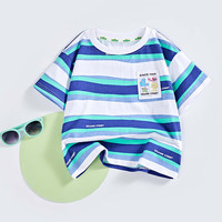SESAME STREET男童夏季短袖polo衫女童装夏装儿童短袖中大童休闲凉感上衣 ZT23221白+蓝 100cm