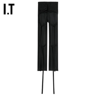 IT Ann Demeulemeester女装西裤长裤绊带坠饰叠层拖地西装裤