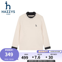 哈吉斯(HAZZYS)品牌童装女童打底衫2024秋季新款舒适柔软花边领撞色休闲打底衫 米白色 1