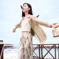 香影 X.YING【2024时尚夏装】凉感衬衫外套女薄款长袖衬衣后背开叉上衣