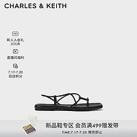 CHARLES&KEITH24夏简约纯色平底交叉条带凉鞋女CK1-70381055 Black黑色 38