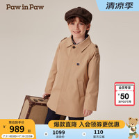 PawinPaw卡通小熊童装2024年秋冬新款男童风衣复古风外套简约大方 Beige米色/35 1