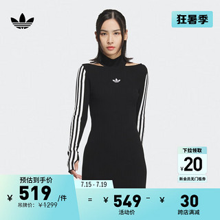 adidas 阿迪达斯 针织运动高领长袖连衣裙女装春季adidas阿迪达斯JI7056 黑色/白 A/XL