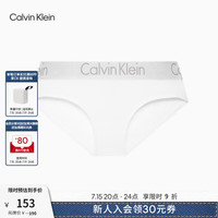 Calvin Klein内衣女士循环提花腰边ck舒适棉质半包臀防夹臀三角内裤女QP1280O 100-月光白 M