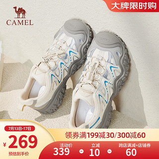 骆驼（CAMEL）【白鹿同款】休闲鞋女时尚丑萌鞋潮流拼接运动鞋户外登山鞋 L24S076620米/银/灰/蓝 38