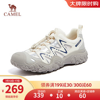 骆驼（CAMEL）【白鹿同款】休闲鞋女时尚丑萌鞋潮流拼接运动鞋户外登山鞋 L14S469663米白/灰/深蓝 （男款） 44