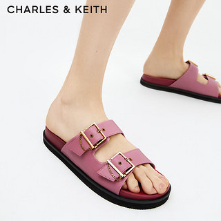 CHARLES&KEITH CK1-71720032女士金属扣带设计露趾凉拖 粉红色Pink 37