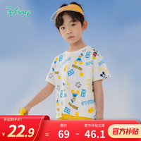 迪士尼童装男童T恤迪士尼宝宝系列卡通舒适透气短袖T恤 222S1695本白 90