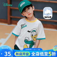 迪士尼童装男童T恤迪士尼宝宝系列卡通舒适透气短袖T恤 232S1793本白 130