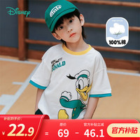 迪士尼童装男童T恤迪士尼宝宝系列卡通舒适透气短袖T恤 232S1793本白 100