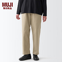 无印良品 MUJI Labo 男女通用 丝光斜纹宽版裤长裤休闲裤纯棉全棉BFE29C2A 米色 XL