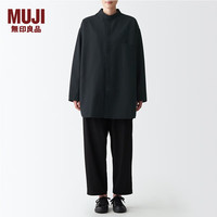 无印良品（無印良品 MUJI） Labo 男女通用 粗棉线水洗牛津 中长衬衫 长袖百搭纯棉全棉 黑色 S-M 170/88A